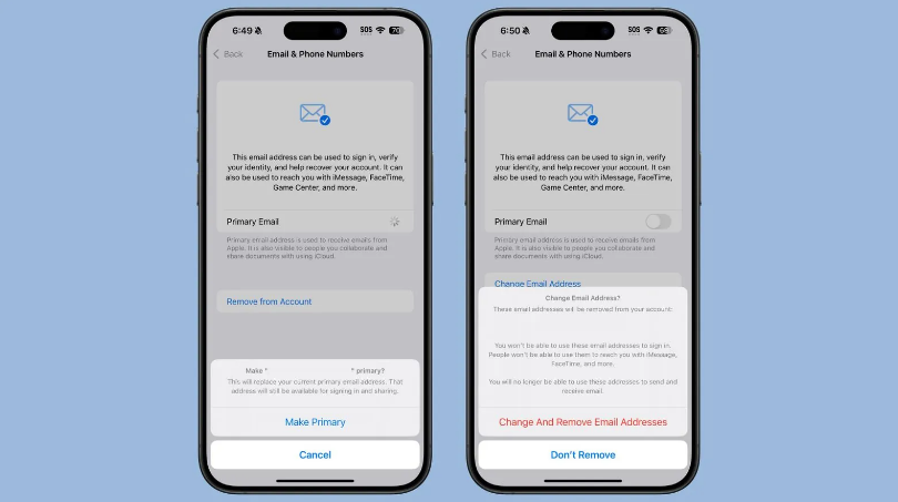 叶县苹果手机维修分享苹果 iOS 18.1 支持设置“主要”邮箱地址并更改 iCloud 邮箱 